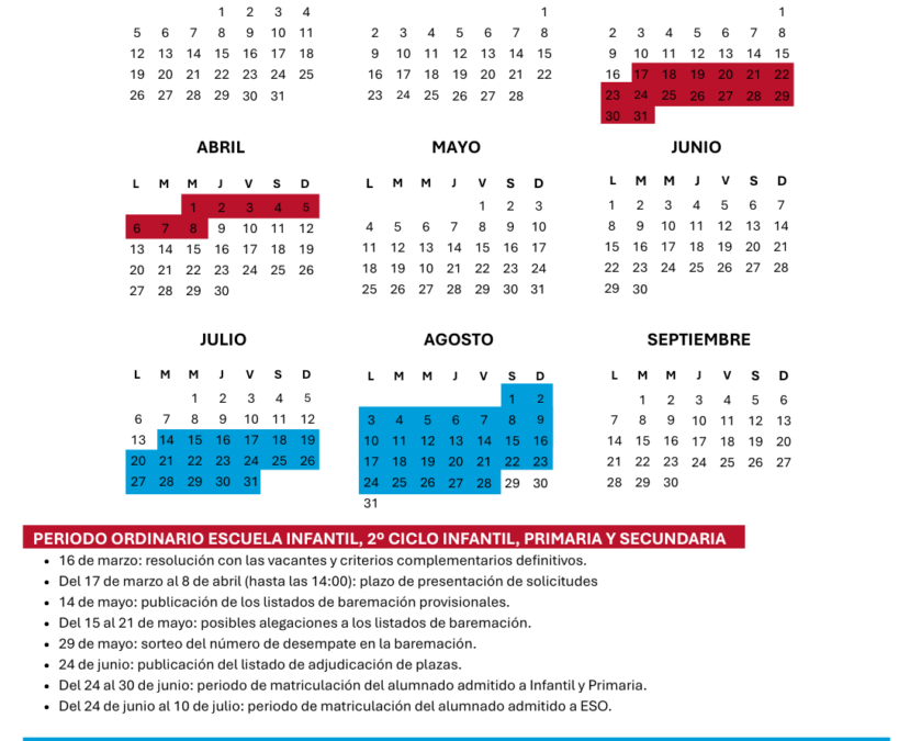Consulta aquí los listados de baremación del periodo de admisión ordinario para el curso 26-27